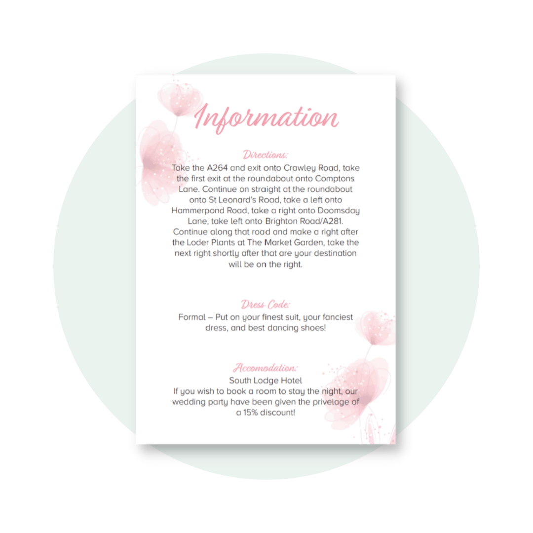  Zoe Info Card in Pink